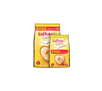 Saffola Oats | Rolled Oats | Delicious Creamy Oats | 100% Natural | High Protein & Fibre – 1Kg with 400g Free