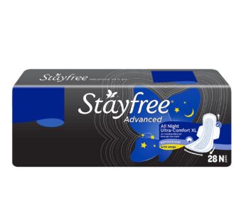 Stayfree Advanced Extra Large All Night Soft Cover Sanitary Pads For Women With Wings, Pack Of 28