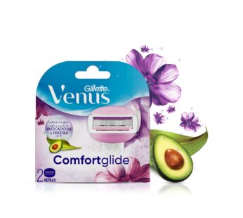 Gillette Venus Comfortglide Hair Removal Razor Blades/Refills/Cartridges for Women – 2 Pieces (Avocado Oils & Freesia scent soap gel bars)