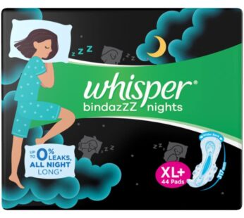Whisper Bindazzz Nights Sanitary Pads, Xl+ Pack of 44 Napkins.
