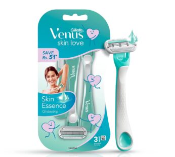 Gillette Women’s Venus Skin Love with Skin Essence Razor for Hair Removal – Green, Pack of 3