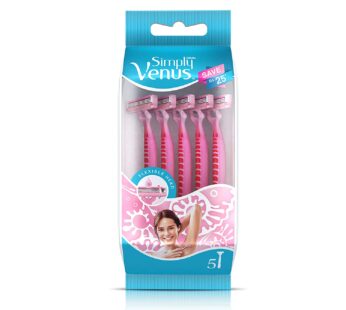 Gillette Venus Simply Venus Pink Hair Removal for Women – 5 razors(Buy 4,Get 1 free)
