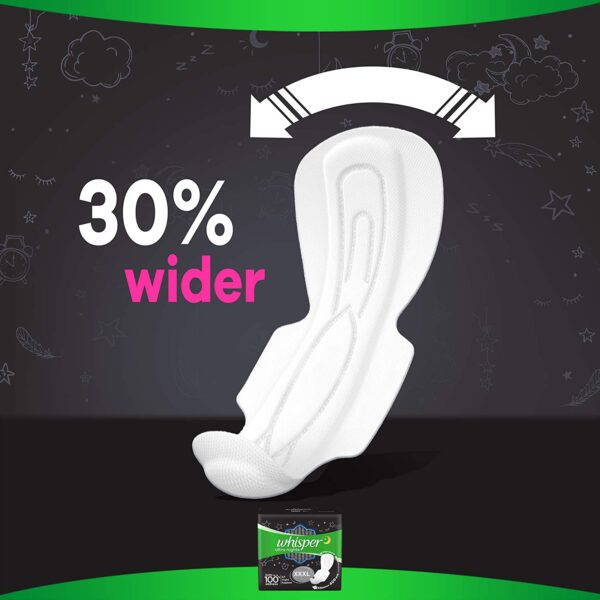 Whisper Bindazzz Night Sanitary Pads For Women, XXX-Large Pack of 10 Napkins - Image 2