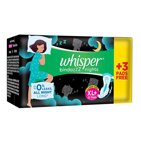 Whisper Ultra Night XL+ (27 Napkins +3 Napkin free) (Pack of 1) - Image 7