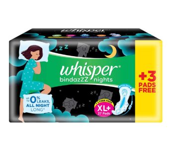 Whisper Ultra Night XL+ (27 Napkins +3 Napkin free) (Pack of 1)