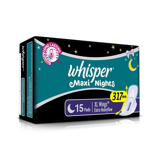 Whisper Maxi Nights Sanitary Pads for Women, XL, Pack of 15 Napkins - Image 6