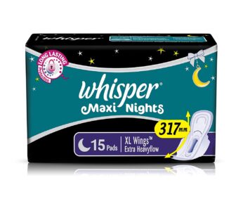 Whisper Maxi Nights Sanitary Pads for Women, XL, Pack of 15 Napkins