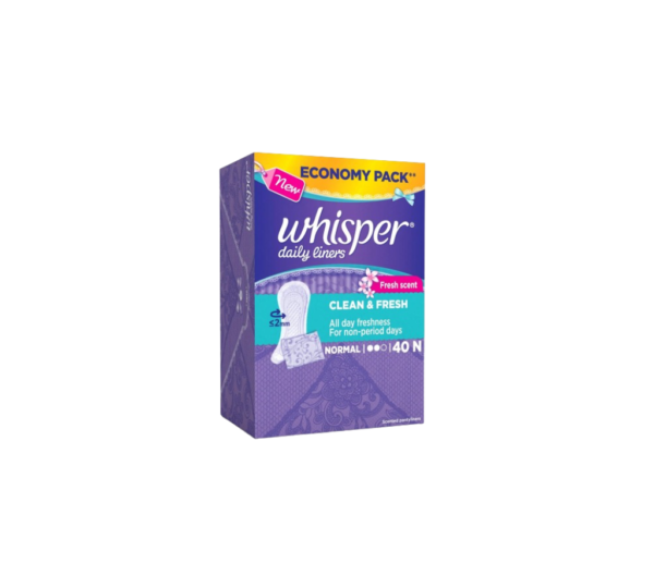 Whisper Clean and Fresh Daily Liners, 40 Sanitary pads for women - Image 2