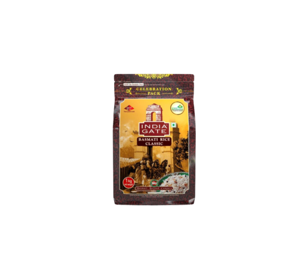 India Gate Basmati Rice Pouch, Classic, 1kg