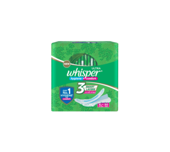 Whisper Ultra Clean Sanitary Pads for Women, XL+ 50
