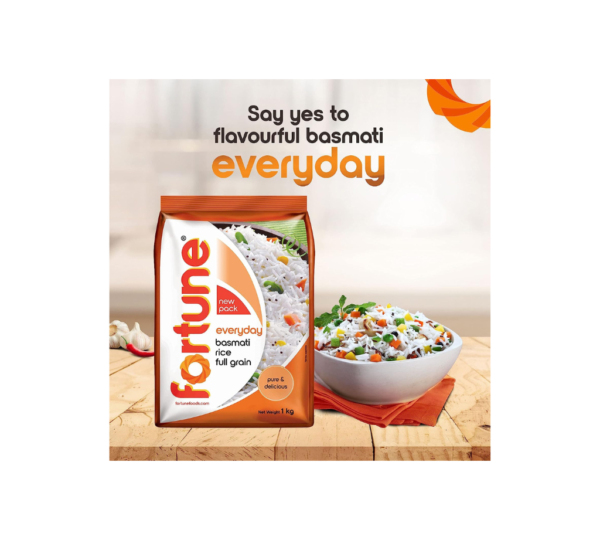 Fortune Everyday Basmati Rice - Full Grain, 1kg Pack - Image 3