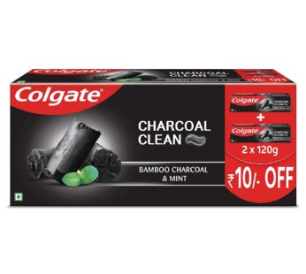 Colgate Charcoal Clean Black Gel Toothpaste, Pack of 240g (120g X 2) Deep Clean Colgate Toothpaste With Bamboo Charcoal & Wintergreen Mint