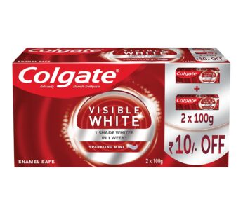 Colgate Visible White Teeth Whitening Toothpaste, Pack of 200g ​ (100g X 2)