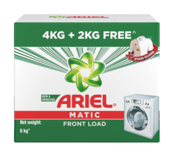 Ariel Matic Front Load Detergent Washing Powder – 4 kg with Free Detergent Powder – 2 kg