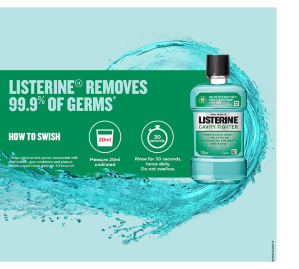 Listerine Cavity Fighter Mouthwash - 500ml - Image 2