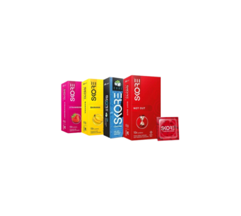 Skore Condoms – 10 Count (Pack of 4-Strawberry, Banana, Cool and Not Out)