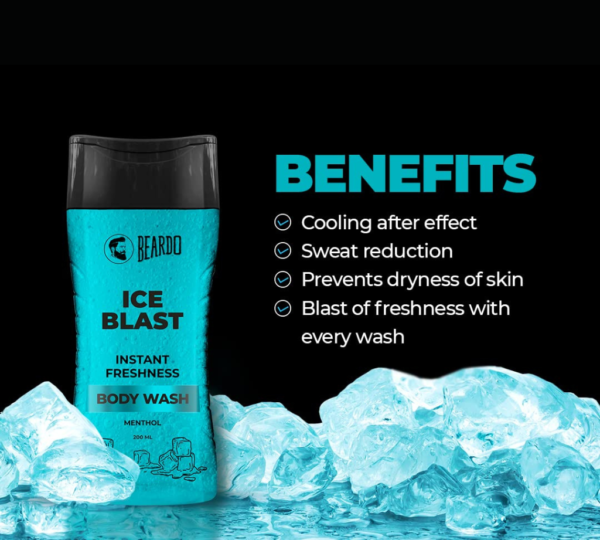 Beardo Ice Blast Body Wash for Men - Menthol cooling bodywash for men - 200 ml - Image 3