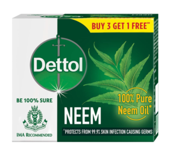 Dettol Neem Bathing Soap Bar with Pure Neem Oil/ 75g (Buy 3 Get 1 Free)