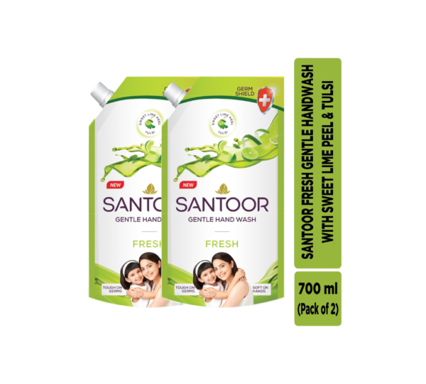 Santoor Fresh Gentle Hand Wash - 700ml (Pack Of 2) - Image 3