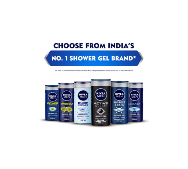 NIVEA Men Body Wash, Vitality Fresh Shower Gel for Body, Face & Hair- 250 ml - Image 3