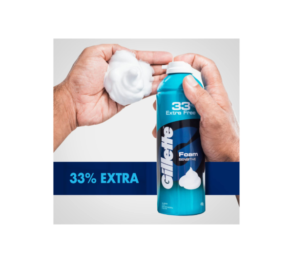 Gillette Classic Sensitive Shave Foam - 418 g (33% extra) - Image 4