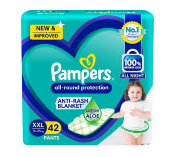 Pampers All round Protection Pants, Double Extra Large Size Baby Diapers – 42 Count