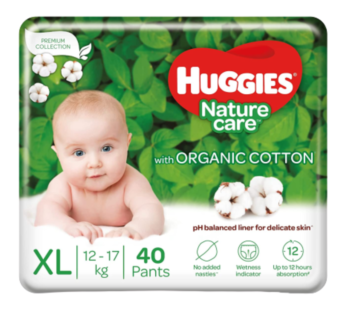 Huggies Nature Care Pants, Extra Large (XL) Size Baby Diaper Pants – 40 Count
