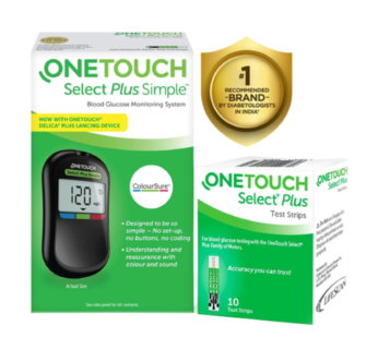 OneTouch Select Plus Simple Glucometer-FREE 10 Strips + 10 Sterile Lancets + 1 Lancing device