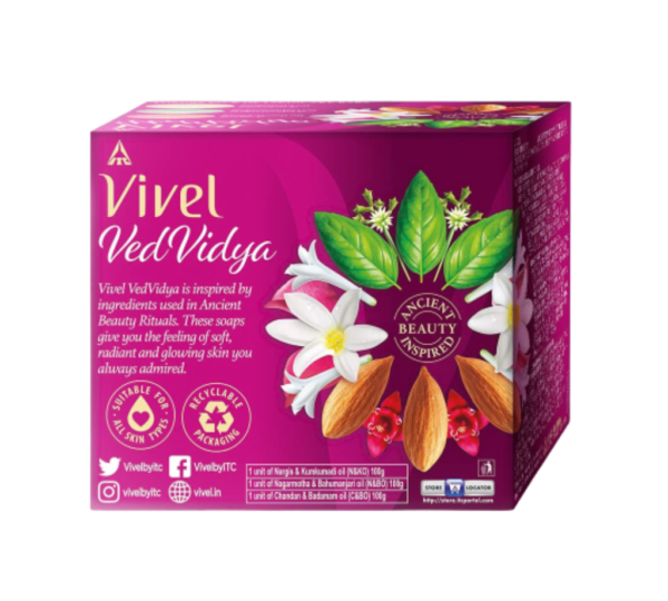 Vivel VedVidya Luxury Skincare Soaps - 100g Pack of 3 - Image 2