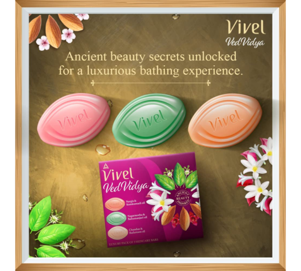 Vivel VedVidya Luxury Skincare Soaps - 100g Pack of 3 - Image 5