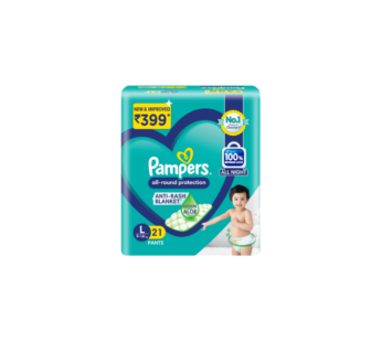 Pampers All round Protection Pants, Large Size Baby Diapers-21 Count