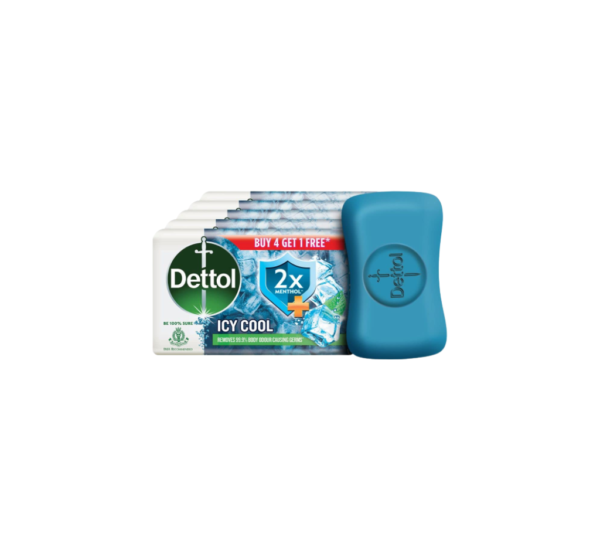 Dettol Intense Cool Bathing Soap Bar With Menthol (Buy 4 Get 1 Free - 125G Each)