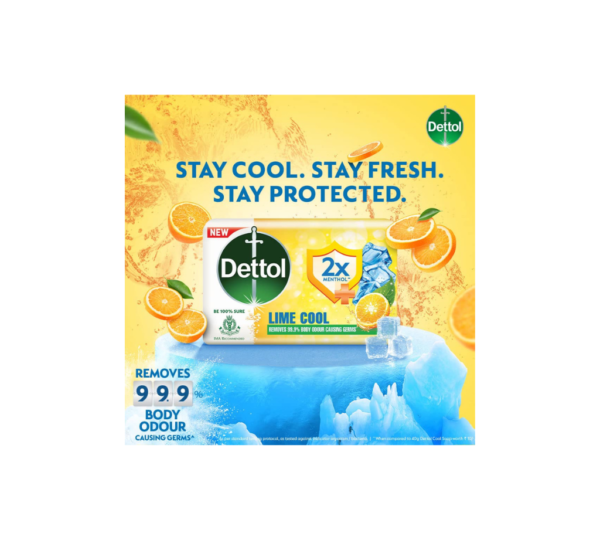 Dettol Lime Cool Bathing Soap Bar with 2X Menthol & long Lasting Freshness-125g-Buy 3 Get 1 Free - Image 2